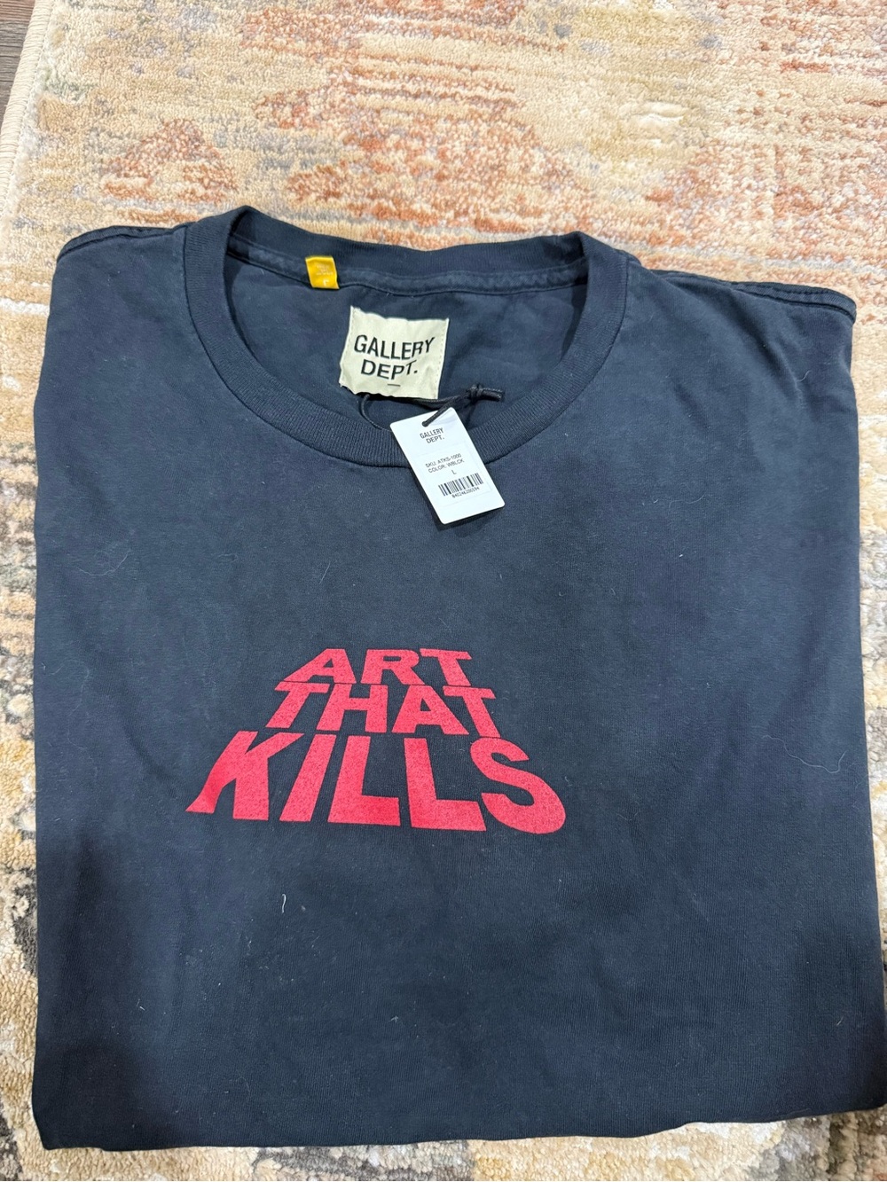 Gallery Dept Black Tee with Red Nails Detail